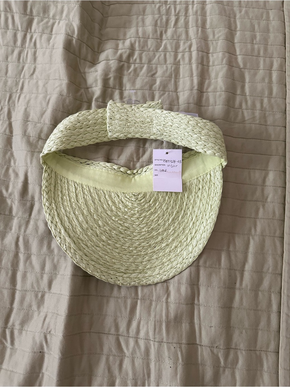 Woven Straw Visor in Pale Green
